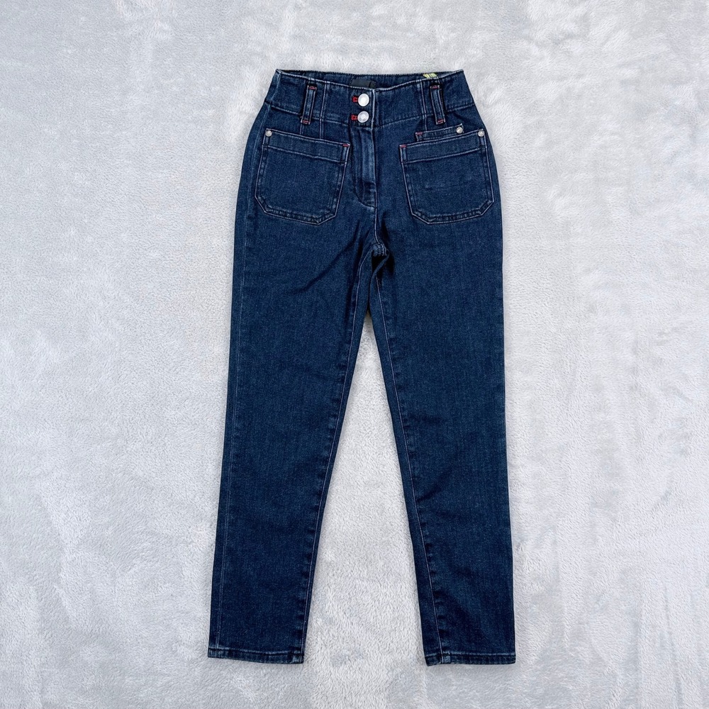 Maeve Junie High Rise Slim Jeans Women 24P Dark Wash Patch Pocket Stretch Ankle